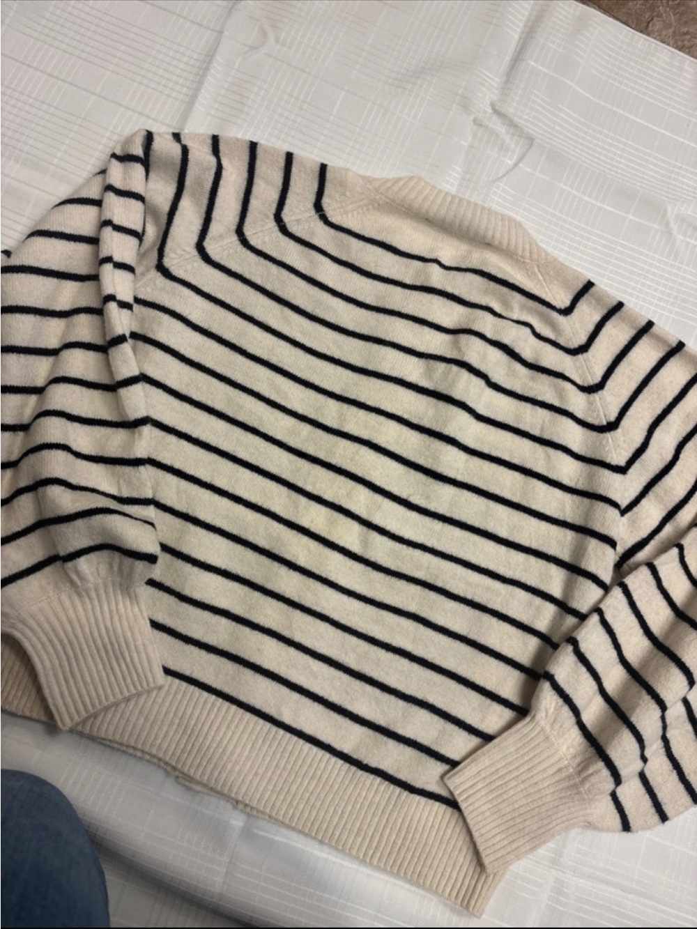 French Connection Cream & Black Striped Button Cardigan - Picture 6 of 8